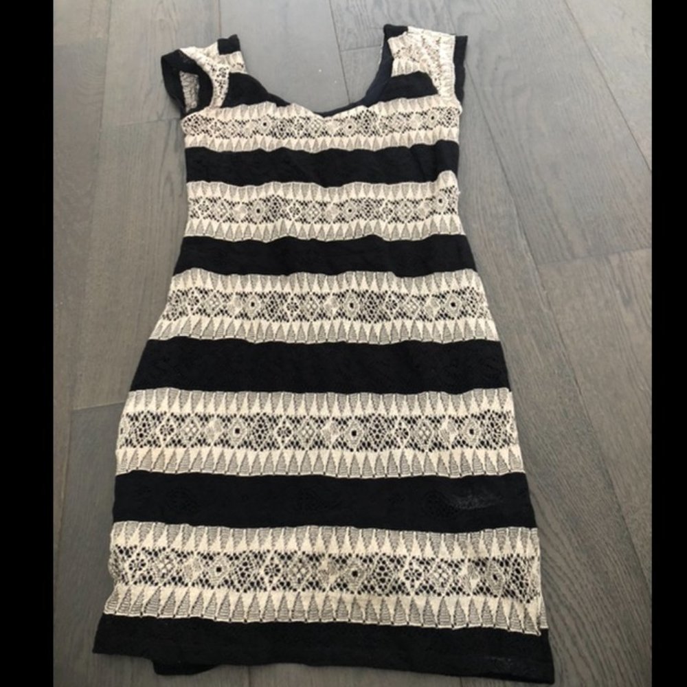 Dilemma by Aritzia Black and White Lace Dress